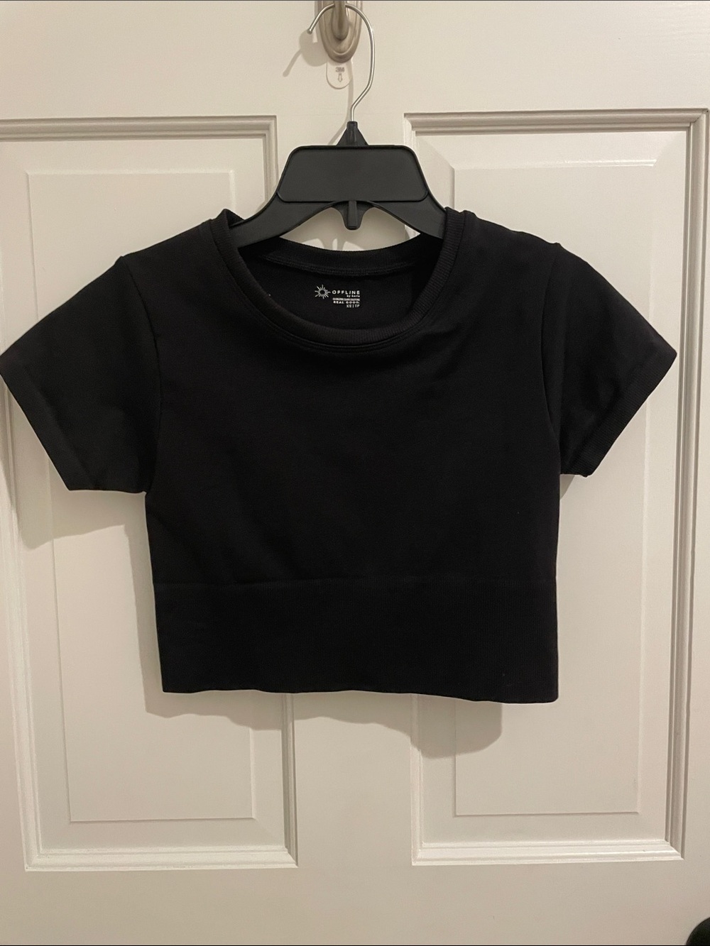 Aerie Black Crewneck Crop Top